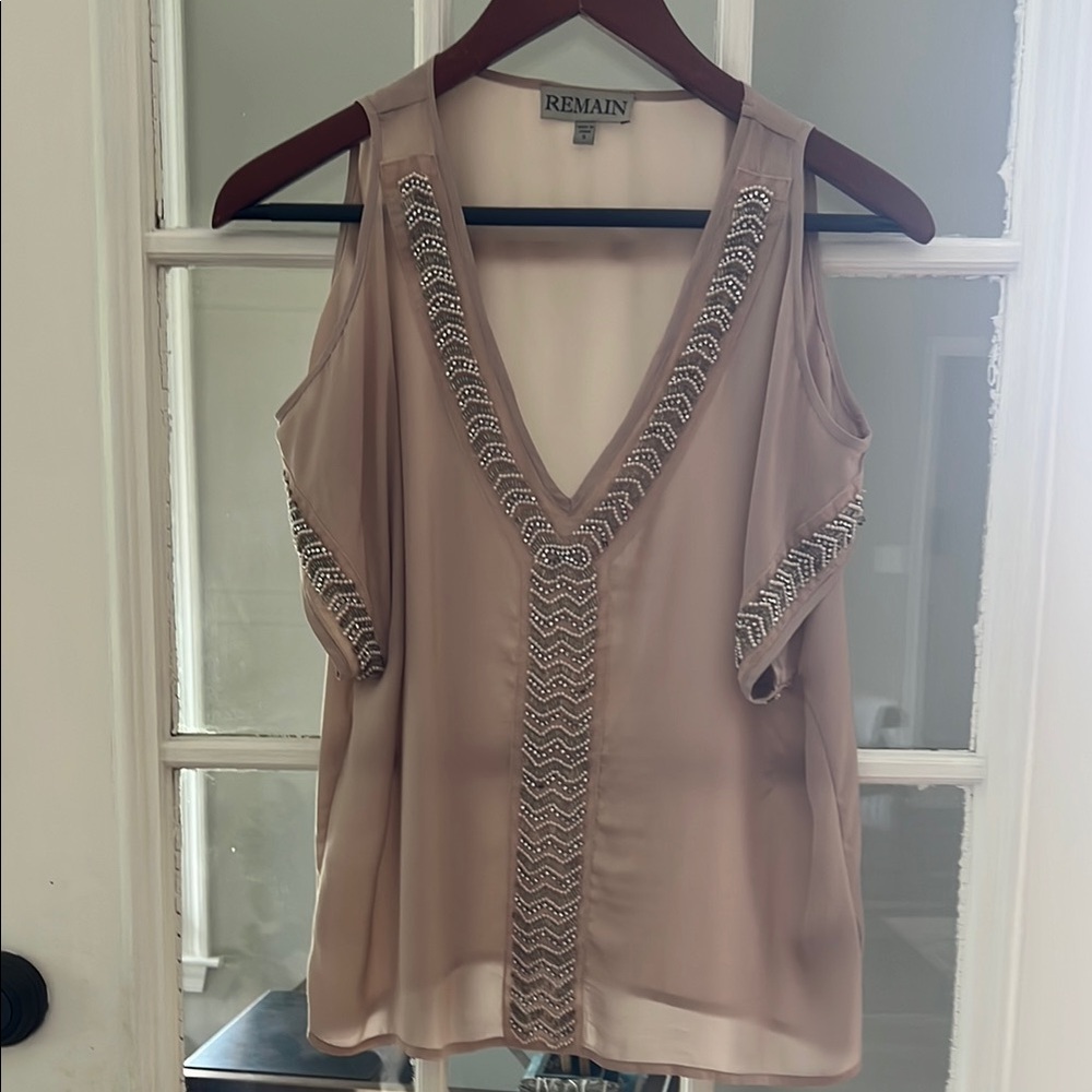 Women's Pink Top cold shoulder with Embellished Details